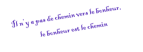 Il n’y a pas de chemin vers le bonheur, le bonheur est le chemin